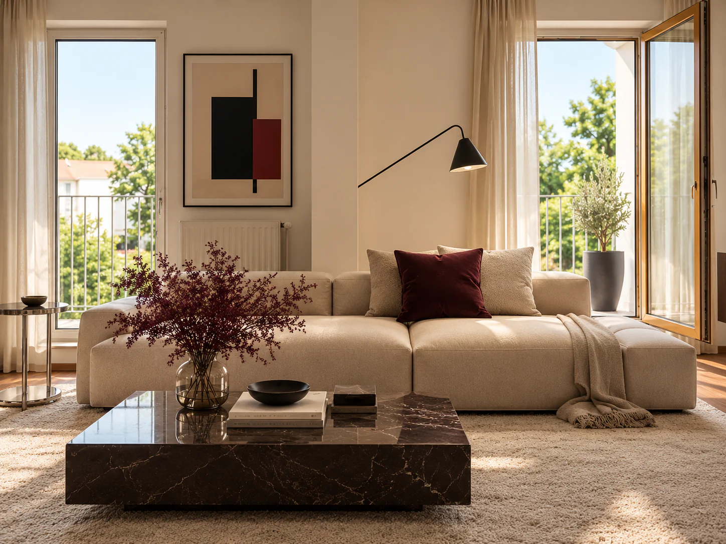 Sunny minimalist living room